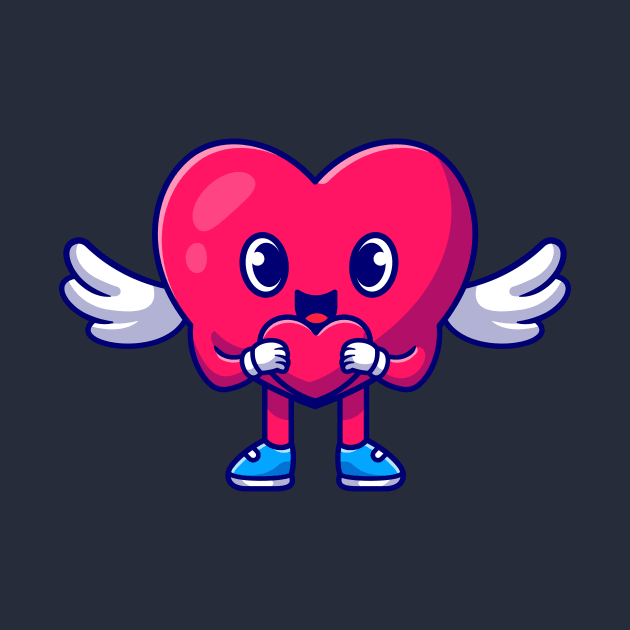 Cute Heart Angel With Love Sign Cartoon by Catalyst Labs