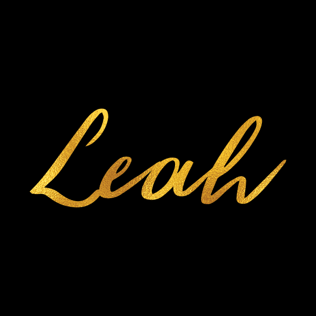 Leah Name Hand Lettering in Faux Gold Letters by Pixel On Fire