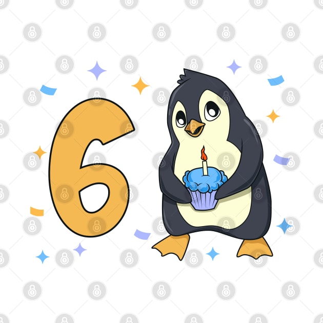 I am 6 with penguin - kids birthday 6 years old by Modern Medieval Design