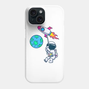 Astronaut On a Rocket Towards Earth Phone Case