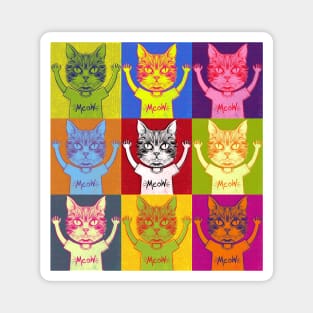 Pop Art Surreal Meow Cat Head Magnet