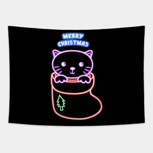 Cat Gift Shoes Neon T shirt retro vintage cyberpunk Tapestry