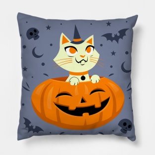 Spooky Pumpkin Kitty Pillow