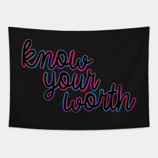 Colorful Know Your Worth Tapestry