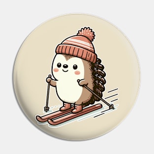 Cute hedgehog Skiing Pin