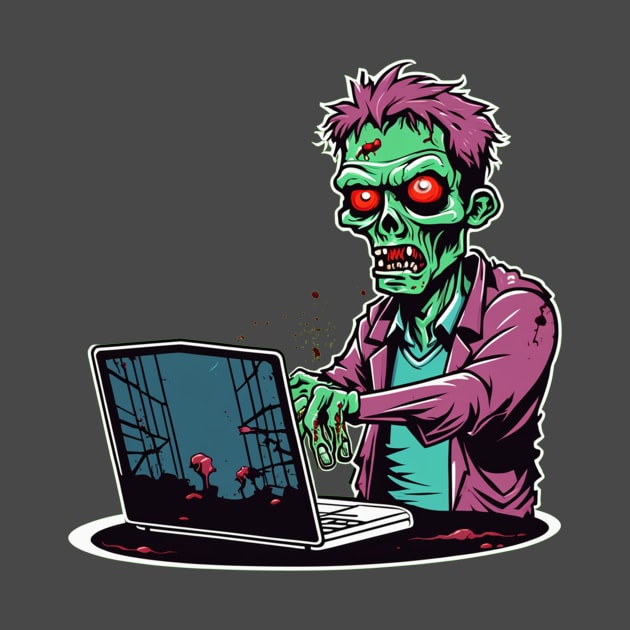 Zombie software developer computer engineer it guy halloween design by Edgi