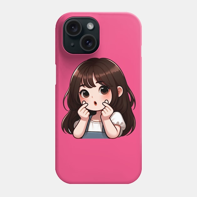 Cute Girl Korean Finger Hearts Kpop Phone Case by Plushism