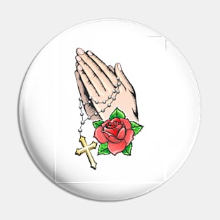 Praying Hands with Chain and Big Cross Pin