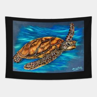 Sea Turtle In the Deep Blue Sea Tapestry