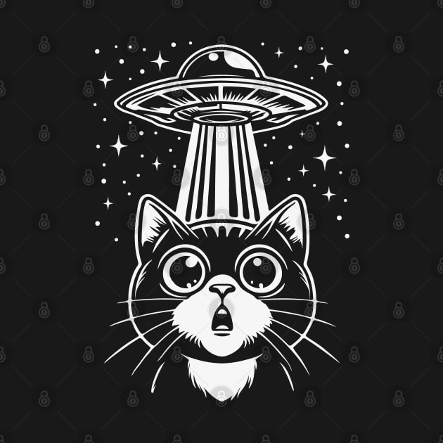 Alien Abduction Cat - UFO Space Cosmic Kitties by Graphic Duster