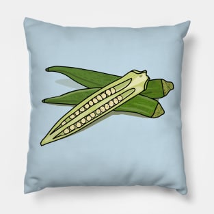 Okra cartoon illustration Pillow