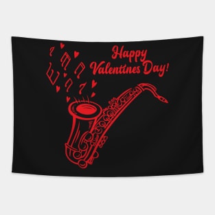 Happy Valentines Day Saxophone Music Tapestry