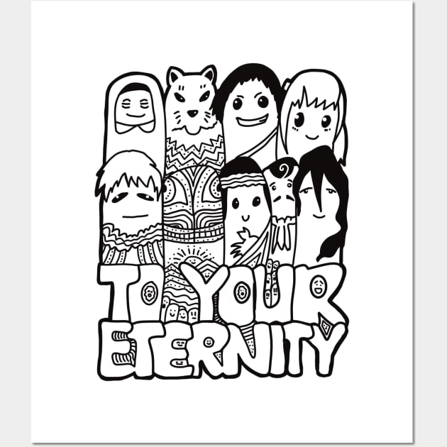 All The Characters In To Your Eternity Or Fumetsu No Anata E Anime Are  Drawn With Cool And Cute White Doodles (Transparent) - To Your Eternity -  Posters and Art Prints