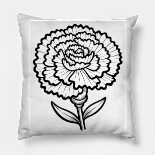 Black And White Carnation Design Pillow