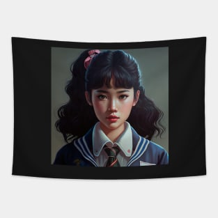 Japanese Teenage Girl Student 80's Style Tapestry