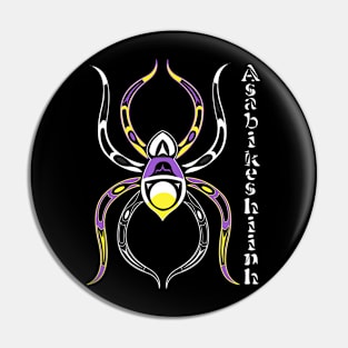 Asabikeshiinh (spider) Non-Binary Pride Pin