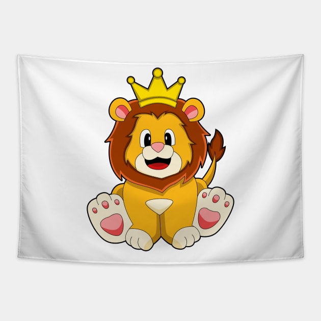 Lion as King with Crown Tapestry by Markus Schnabel