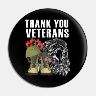 Thank You Veterans Poppy Flower Eagle Combat Boots Veteran Day Pin