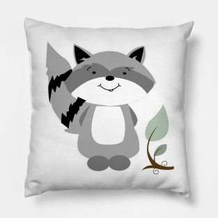 Enchanted Forest Raccoon Cartoon Animal Pillow