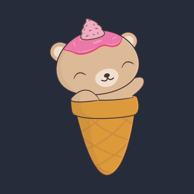 Kawaii Bear Ice Cream Cone T-Shirt by happinessinatee