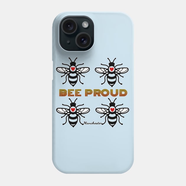 MANCHESTER BEE PROUD design with red love hearts Phone Case by Off the Page