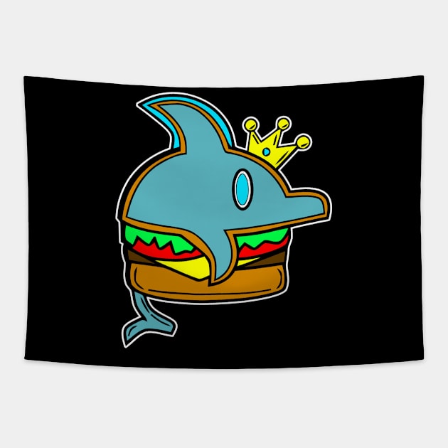 King Dolphin Cheeseburger Tapestry by MaystarUniverse