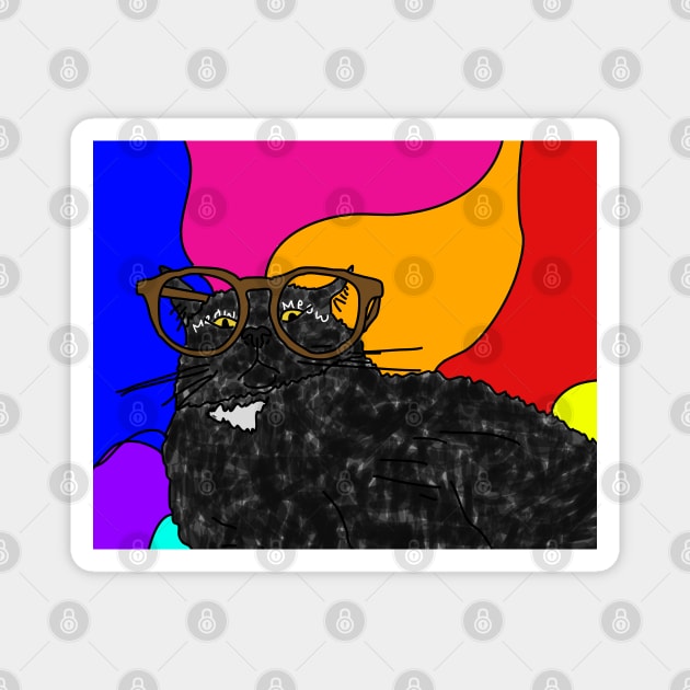 Psychedelic cat in glasses... what a trip! Magnet by HFGJewels