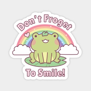 Don't Froget To Smile, Cute Frog and Rainbow Magnet