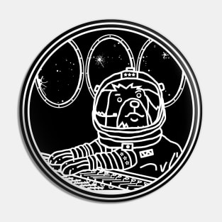 Space Dog Astronaut in Sci Fi Spaceship Pin