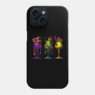 Mardi Gras Glass Of Wine Drinking Wine Festival Parade Phone Case