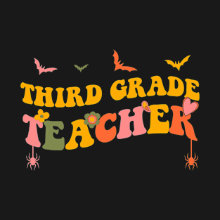 Third  3rd Grade Teacher Groovy Halloween Men Women T-Shirt