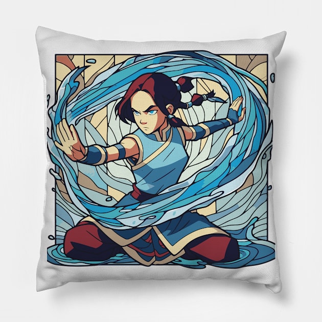 katara water tribe in battle position Pillow by whatyouareisbeautiful