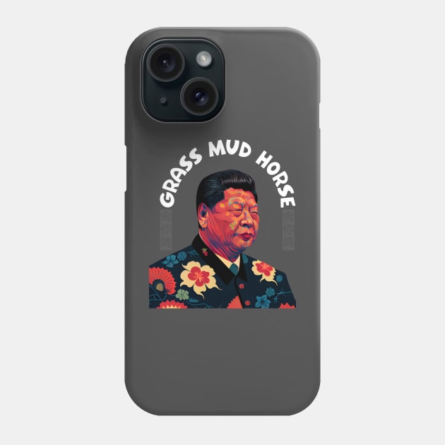 Grass Mud Horse (Portrait of Xi Jinping) Phone Case by happymeld