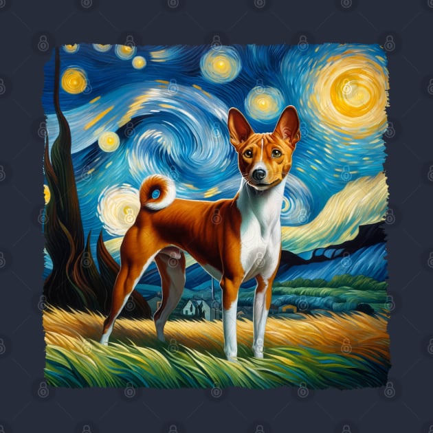 Starry Basenji Dog Portrait - Pet Portrait by starry_night