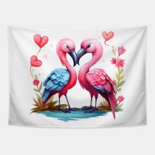 Valentine Kissing Dodo Bird Couple Tapestry