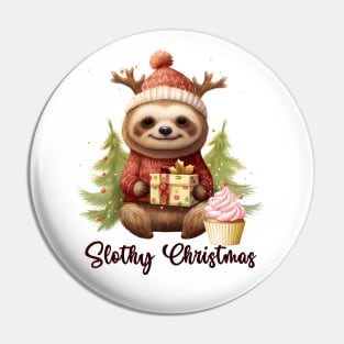 Slothy Christmas Pin