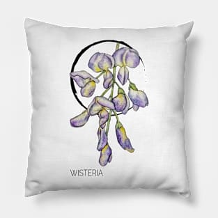 Wisteria watercolor flower Pillow