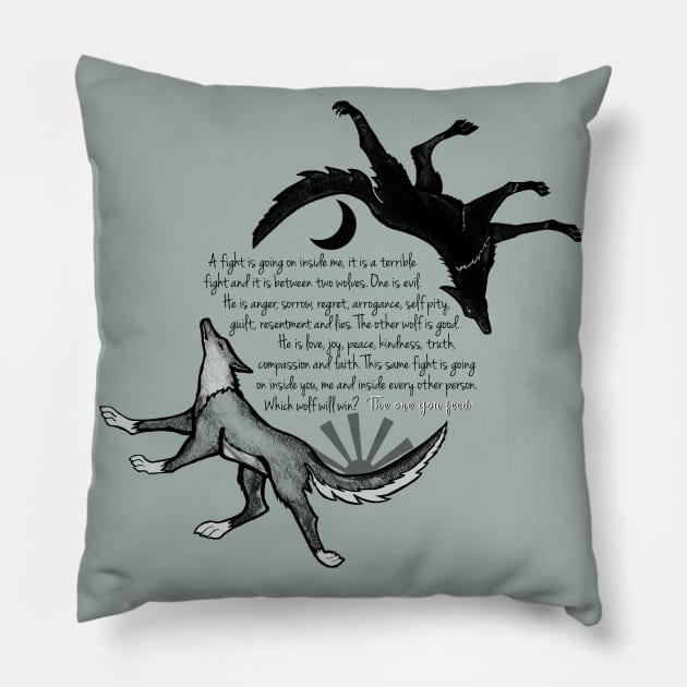 The wolf you feed Pillow by SandraGale Art