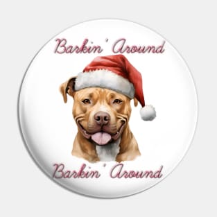 Christmas Pitbull Dog in Santa Hat Pin