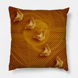 Butterflies, fractal and chevron design in copper Pillow