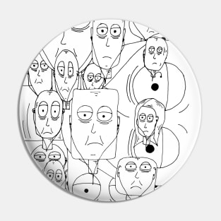 Faces with earphones Pin