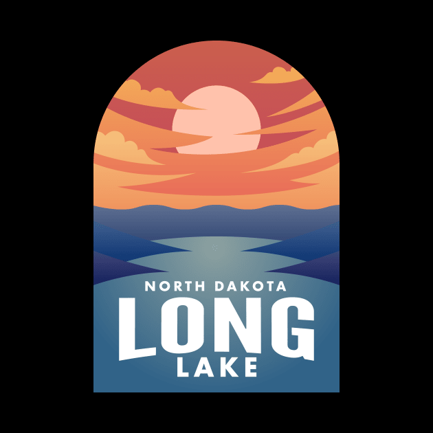 Long Lake ND Retro Sunset by HalpinDesign