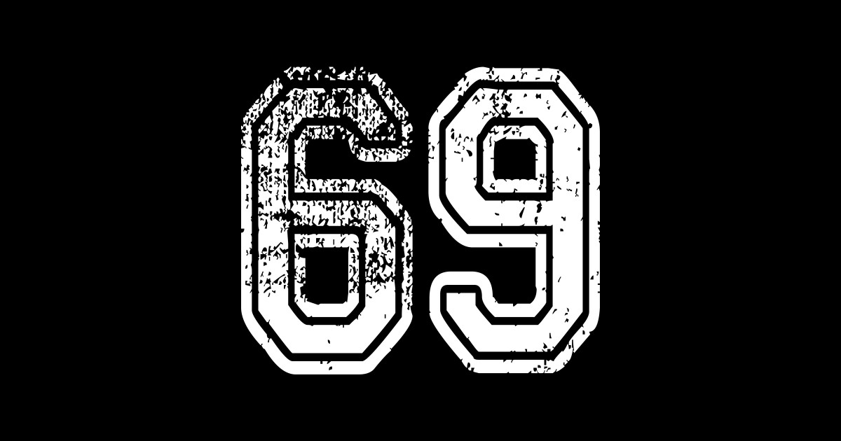 Number 69 Grungy In White 69 Sticker Teepublic