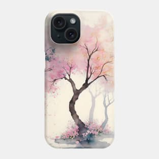 Japanese Cherry Tree in Bloom Watercolor Phone Case