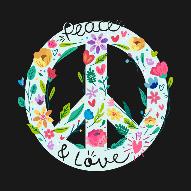 Peace And Love Symbol With Flower Power by LittleBunnySunshine