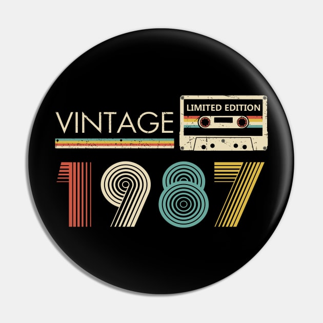 36th Birthday Vintage 1987 Limited Edition Cassette Tape Pin by Brodrick Arlette Store