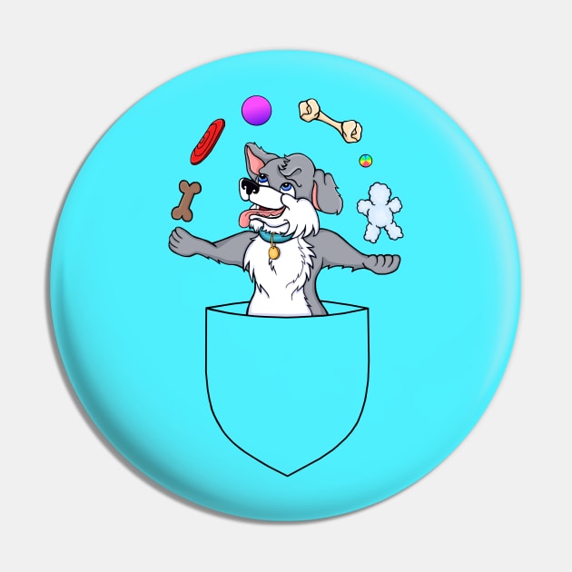 Juggling Pocket Puppy Pin by Art by Deborah Camp