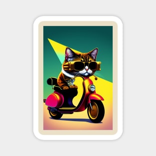 Cute Cats Riding Vespa with Sunglasses Magnet