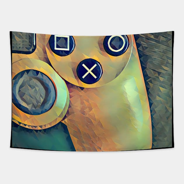 Low poly art of a ps4 controller Tapestry by Guntah