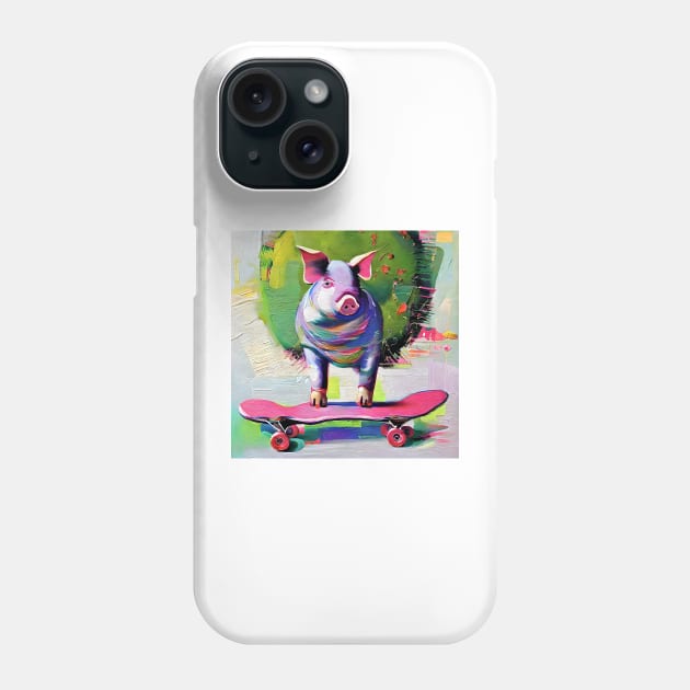 Pig skateboarder Phone Case by bogfl